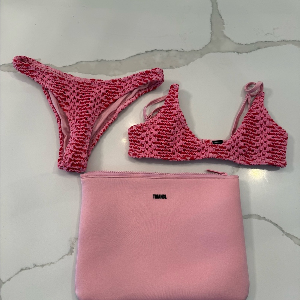 Triangl Pink Bikini Set with bag! Bottom is XS and top is Small+